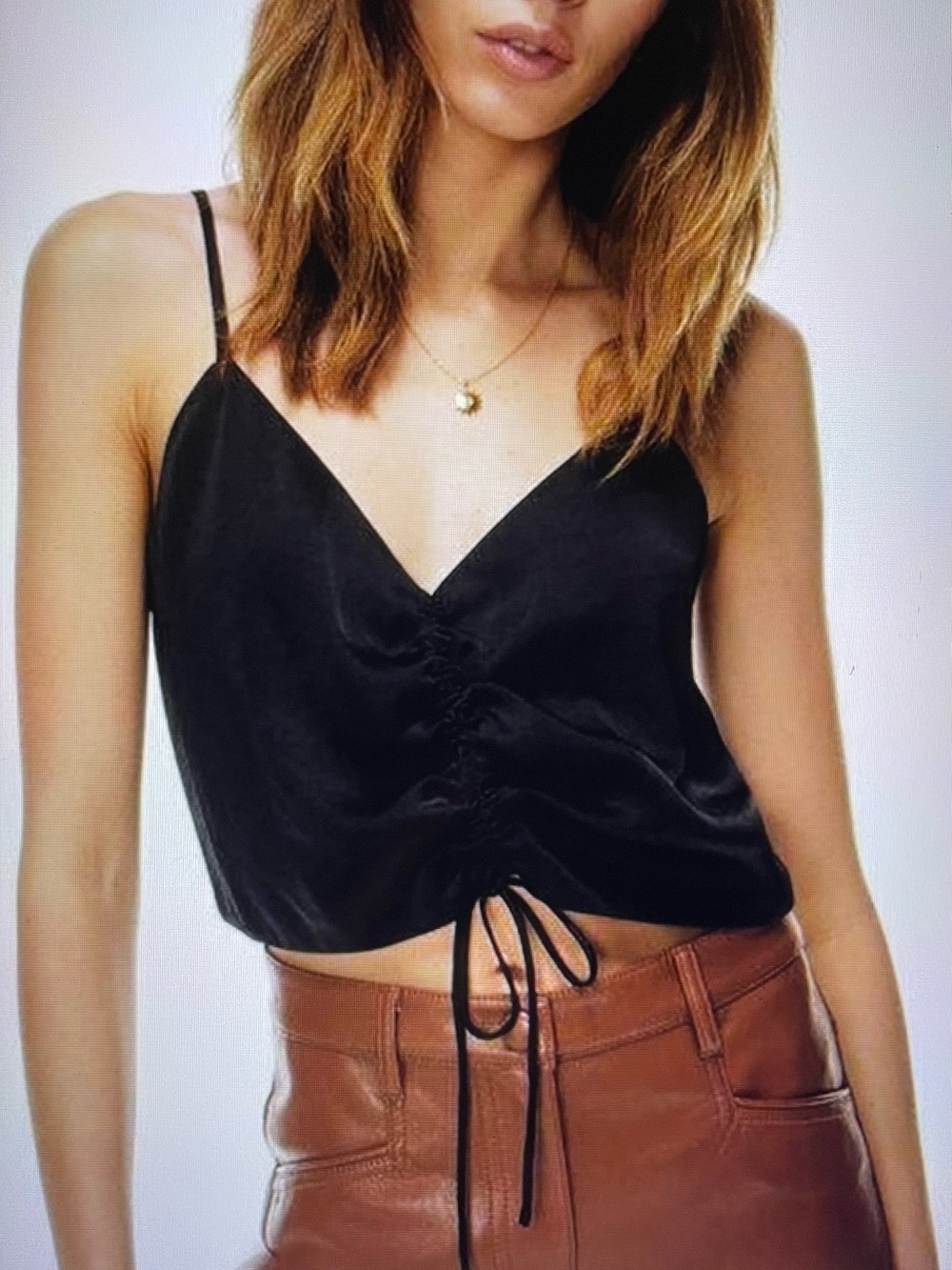 Aritzia Verso V‑Neck Ruched Drawcord Cami